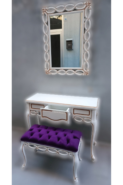 BENGİ TİCARET Dresuar 12099s Onsuz Çekm Sarmaşık Ayna Kayın Aslan Ayak Puf Kapiton Döşem Elyapı