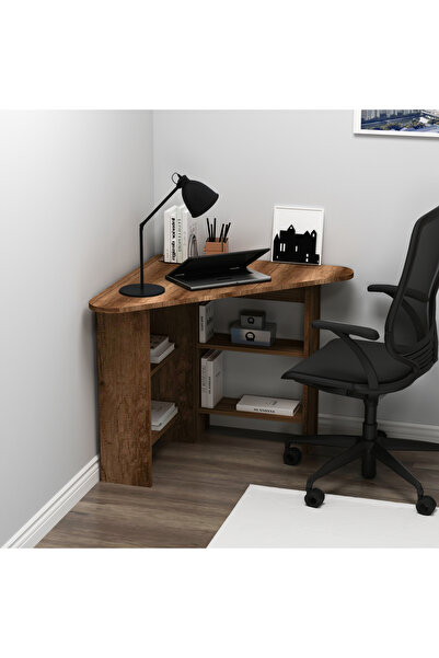 ARNETTİ Corner Köşe Çalışma, Bilgisayar Masası – Ceviz, Kompakt Ve Yer Kaplamayan Tasarım
