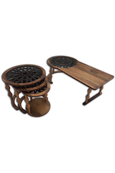 BENGİ TİCARET Orta Sehpa-13807 zigon ST Geometrik Kayın ayak ceviz CNC kesim ...