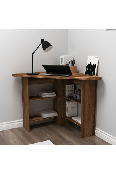 ARNETTİ Corner Köşe Çalışma, Bilgisayar Masası – Ceviz, Kompakt Ve Yer Kaplamayan Tasarım