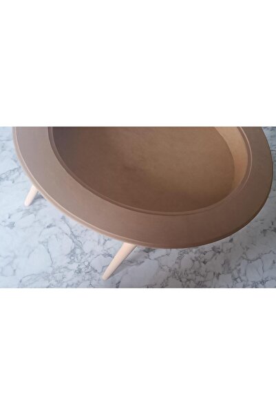 BENGİ TİCARET Hobi Adn 90186 Ahşap Kayın MDF HAM Sehpa Rölyef Oval Ayak Ölçüy...