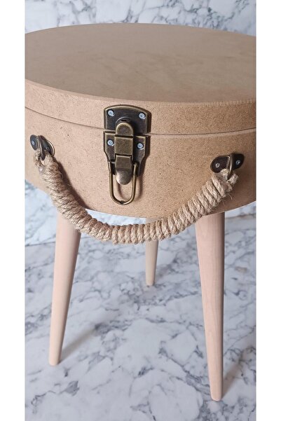 BENGİ TİCARET Hobi 90190 Adn Bavul Yuvarlak Fiskos Sehpa HAM Ahşap Mdf Kutuda Sevk El Yapım