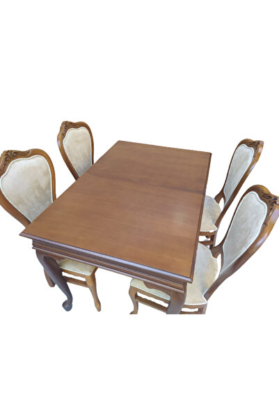 BENGİ TİCARET Masa-sandalye 18484 Klasik Model Kayın torna Aslan Ceviz ORTA A...