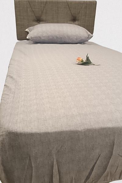 BENGİ TİCARET Bed Sheet Fitted 90300 Single Kitten Color Cream Linen Cotton Fabric Pillowcase