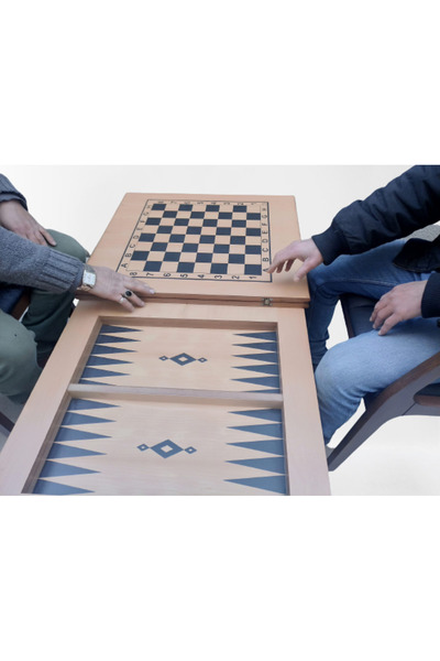 BENGİ TİCARET Orta sehpa 17765 satranç TAVLA Klasik Kayın Aslan Ayak Yakarak ...