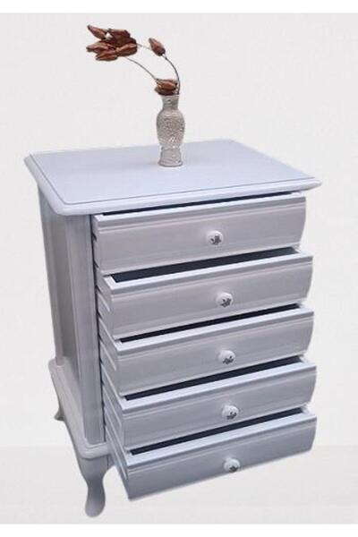 BENGİ TİCARET Şifonyer12522 Aslan Model Kayın Klasik Ayak Beyaz Natüre PORSEL...