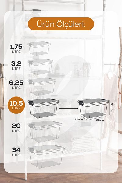 Vienev 3-Piece 10.5 Liter Storage and Storage Box with Lockable Lid 33114