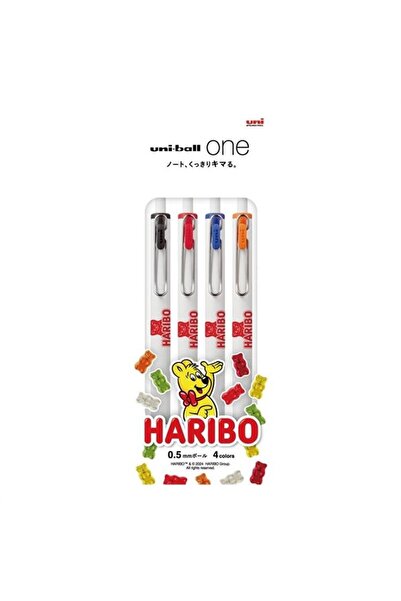 Uni HARIBO Uni-ball one  0,5 mm 4 renk Jel Tükenmez Kalem Seti (SİYAH KIRMIZI...