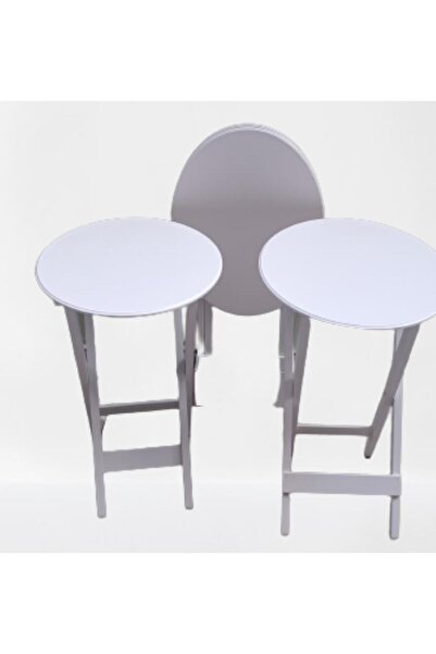 BENGİ TİCARET Zigon Çanta 90136 Oval sehpa Dörtlü Model Ahşap Mdf Parlak Beya...