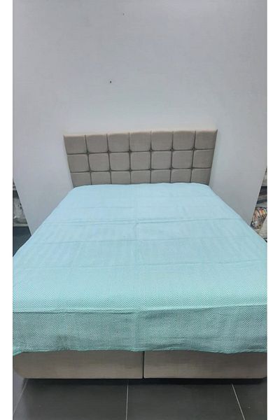 Zümrüt Pike 13290 - مادة صيفية منسوجة سميكة من القطن بخطوط على شكل حرف V باللون الأخضر، مزدوجة ممتلئة