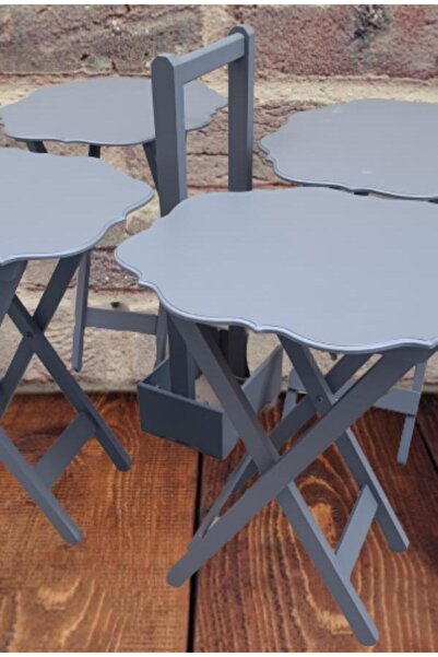 BENGİ TİCARET Zigon Çanta 90091 Yonca Takım Dörtlü Model Ahşap MDF Parlak Gri...