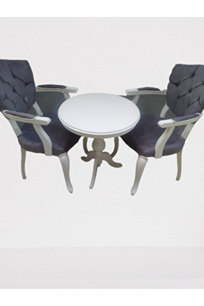 BENGİ TİCARET Fiskos-Berjer 18441 Sandalye Kelebek Model Klasik Kayın Aslan ayak Parlak beyaz