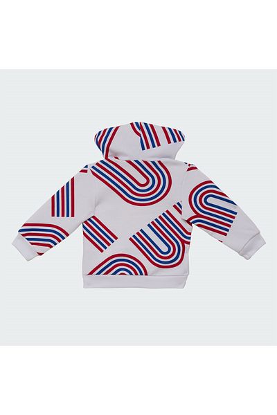 mumuko Boy's Hooded Printed Sweatshirt White 100% Cotton