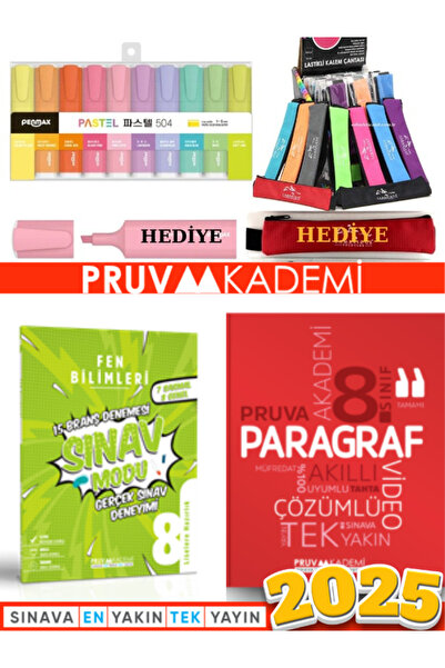 Pruva Akademi 8. SINIF FEN BİLİMLERİ BRANŞ DENEMESİ + 8. SINIF PARAGRAF  + Fo...