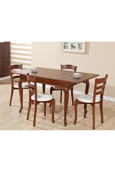 Ankara Mobilya Masa Sandalye 12544 Aslan Ayak Klasik Ceviz Açılır Masa Merdiven Sırt Sandalye