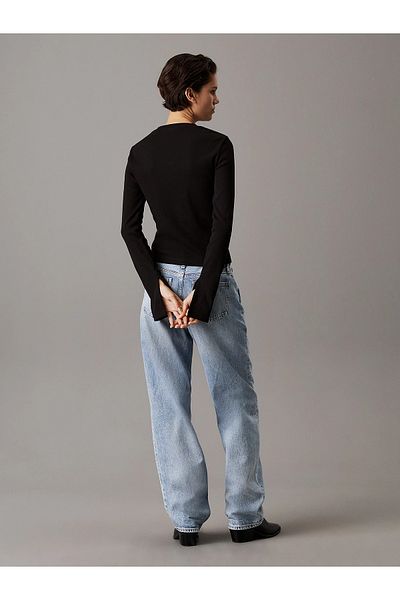 Calvin Klein Black Slim Fit Crew Neck Long Sleeve Women's Bodysuit - J20J 224760 -Beh