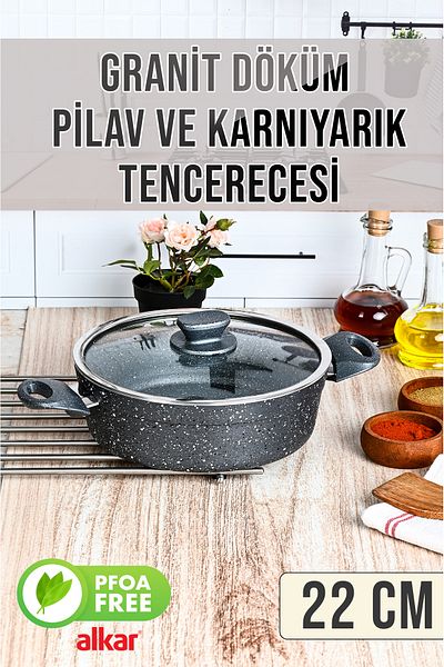 FİTHOME Crush Granite Fireproof Non-Stick Heavy Duty Rice Pot Handheld Non-Burning Handles