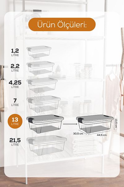 Vienev 3-Piece 13 Liter Storage and Supply Box with Lock Lid 33105