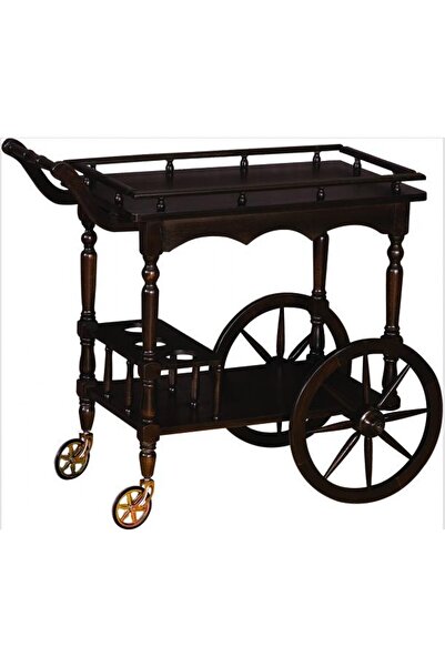 BENGİ TİCARET Servis Araba 18067 Büyük Teker Model Kayın Ayak Koyu Ceviz Boya...