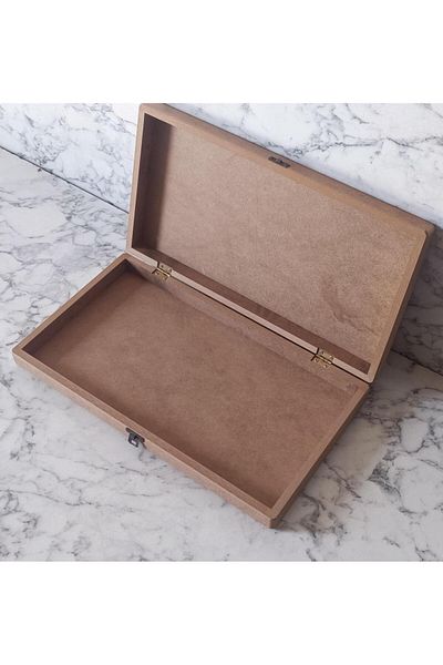 BENGİ TİCARET Hobby Adn 90209 - Wooden Mdf Raw Model Backgammon Chest Box, for Handmade Dispatch