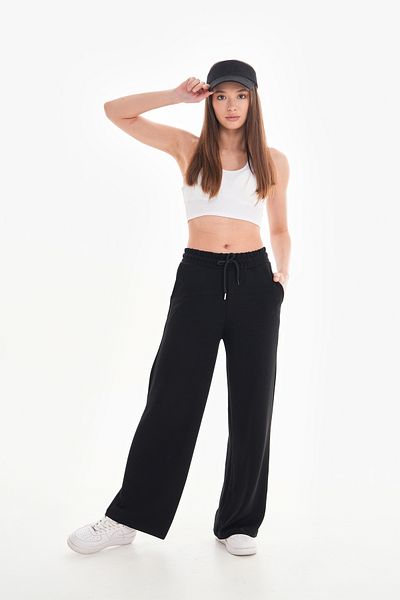 TAMPAP 343 Pantaloni de trening Palazzo Modal cu talie înaltă