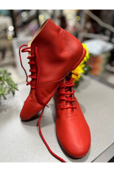 SUNA NAR ÇİÇEĞİ KIRMIZISI DANS BOTU- BAĞCIKLI-SÜET TABAN - TÜM DANSLAR İÇİN UYGUNDUR.