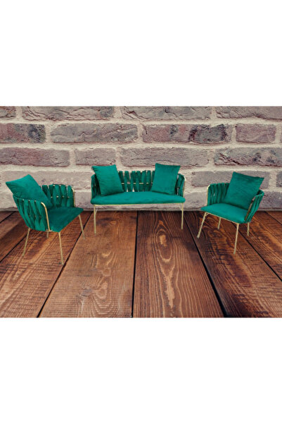 BENGİ TİCARET Çay 14246 Bank Benç Berjer Takım Model Parlak Pirinç Kaplama Gü...