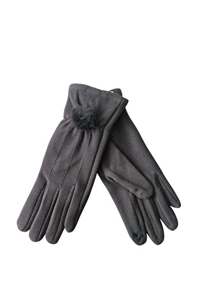 Betülce KADİFE PONPONLU DETAYLI KIŞLIK DOKUNMATİK YUMUŞAK RÜZGAR GEÇİRMEZ KALİTELİ KADIN ELDİVEN