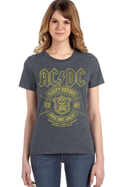 ROCKANDROLL Snježna ACDC majica kratkih rukava antracit boje za žene