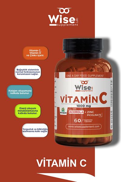 WiseLab Vitamin C 1000mg 60 Herbal Capsules