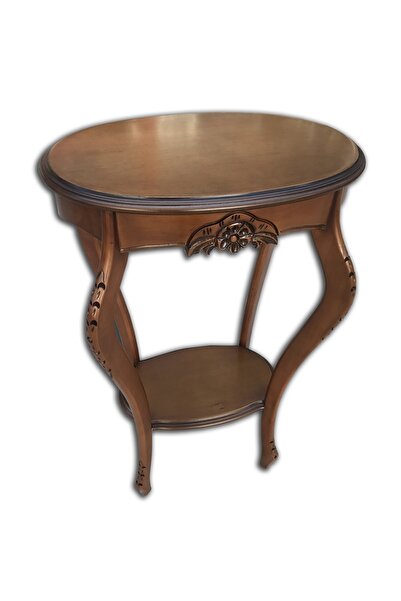 Ankara Mobilya Fiskos Çiçeklik 12568 Oyma OVAL Model Kayın Ayak Parlak Ceviz ...