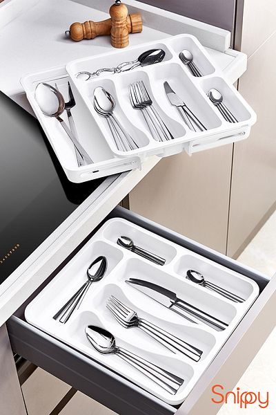 Snippy Spony - Double Sided Extendable, Adjustable Practical Drawer Cutlery Organizer, Ladle