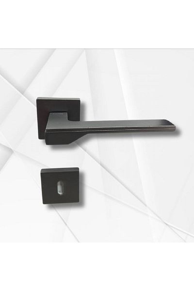 almital mobilya aksesuarları furniture accessories Stilo Anthracite Square Rosette Room Door Handle and 40X23Mm Anthracite Room Mortise Lock Set