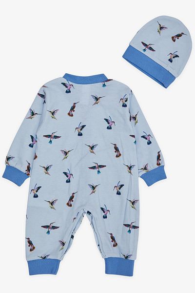 Breeze Baby Boy Rompers Cute Bird Patterned 0-6 Months, Light Blue
