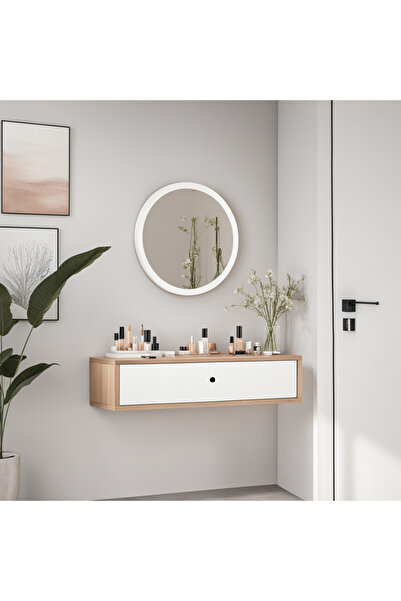 L'occi Concept Claria Aynalı Duvara Monte Makyaj masası Kapaklı Sepet-Beyaz CL2-SW