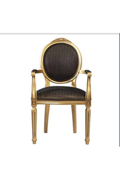 BENGİ TİCARET Sandalye 19774 Zus2149 Çizgili Madalyon Model Tam Kolçak Gold r...