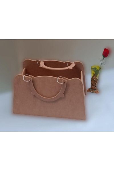 BENGİ TİCARET Hobby Erdl 90069 Decorative Bag Wooden Mdf Raw Handmade