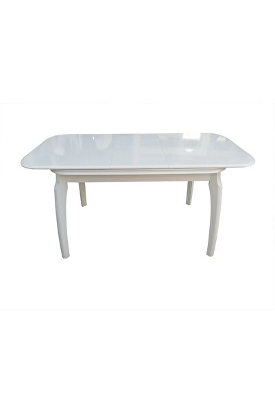 BENGİ TİCARET Masa 13717 MUZ AYAK-Klasik Model Kayın torna Parlak BEYAZ Ortad...