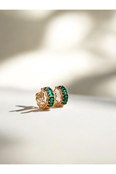 shesra Kadın Vıp Zirkon Taşlı Rosegold Rodyum Kaplama Çelik Küpe - 17 mm