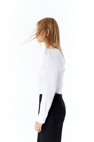 rue. Cămașă Crop Albă Poplin