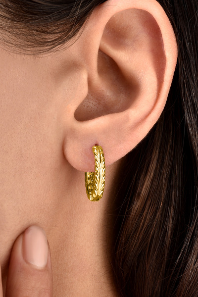 jelux silver Gümüş 925 Ayar 17 Mm Dokulu Halka Küpe