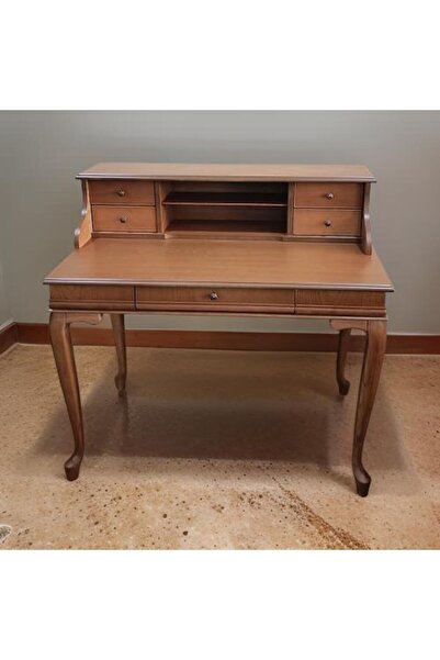 BENGİ TİCARET Çalışma Masa St 17345 Klasik Model Kayın Aslan Ayak Ceviz Eskitme Kulp El Yapım