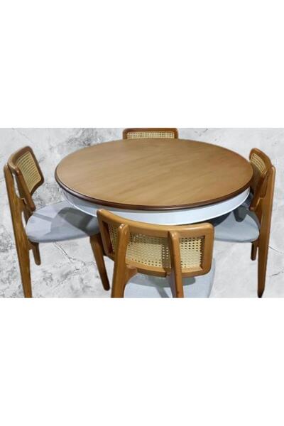 BENGİ TİCARET Masa 90182 Sandaly Tk 90182 Ihlamur Baba Ayak Mdf Tabla 120 Beyaz Ceviz El Yapım