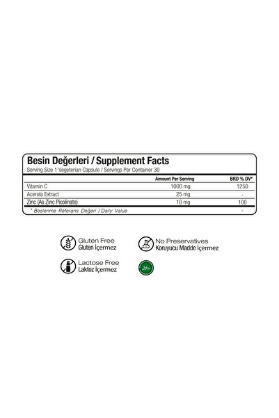 WiseLab Vitamin C 1000mg 60 Bitkisel Kapsül