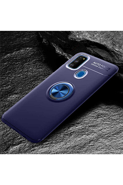 halkhouse Galaxy M30S Uyumlu Kılıf Auto Focus Yüzüklü Standlı Ravel Silikon Kapak