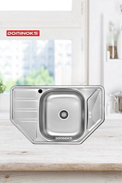 Dominoks Ganj 77 Tezgah Üstü Krom Köşe Evye 48x77 Cm