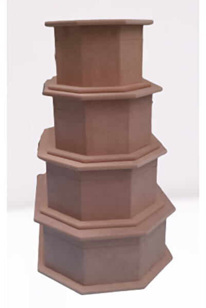 BENGİ TİCARET Hobi 12238 Dekoratif Model Makyaj Kutu Set Dörtlü HAM Ahşap MDF...