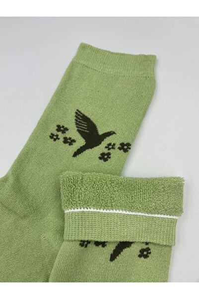 B Beşiroğlu Since 1980 Женски дебели вълнени памучни дълги чорапи с цветен мо...