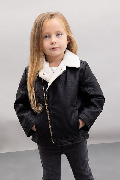 DeFacto Baby Girl Waterproof Plush Lined Faux Leather Coat A2866A524Au