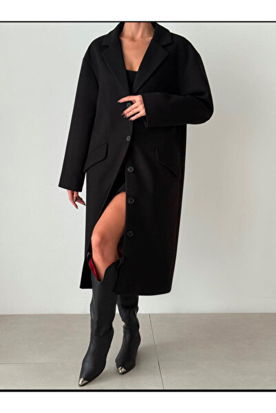 ALMY BRAND Oversize Premium Kase Siyah Kaban